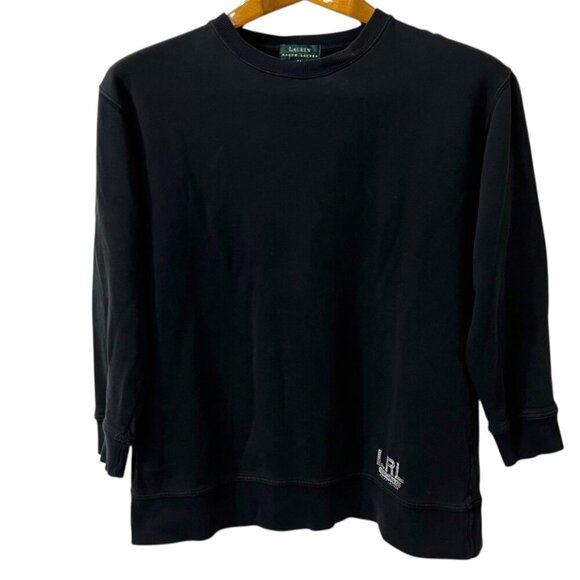 Vintage Ralph Lauren Men's Thrashed Sun Faded Black Crewneck Logo Sweatshirt M - Picture 8 of 10